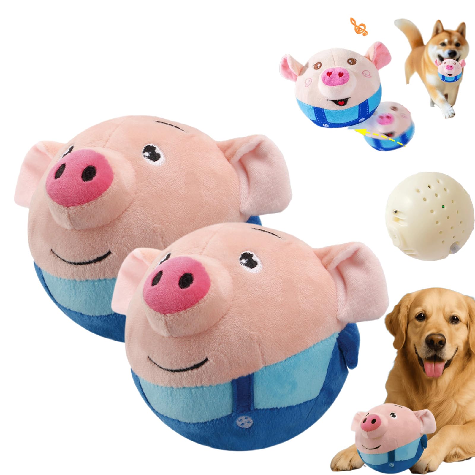 Zauber-Schweinchen - Interaktives Hundespielzeug, 2026 Neu Hundeball Sprechendes, Hundespielzeug Intelligenz, Aktives Bewegendes Haustier Plüschspielzeug, springt und spielt Musik (#B,2PCS-2)