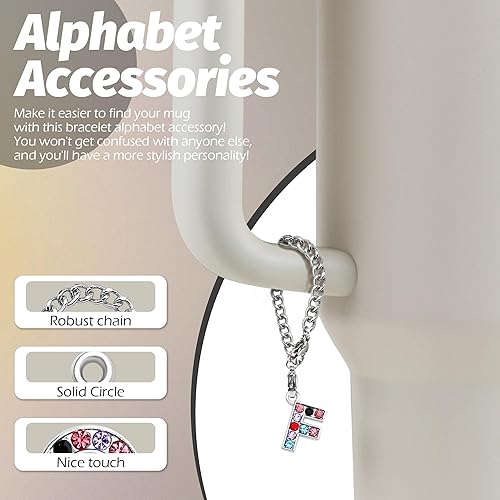 Miniatura 3 de 4 fundas de silicona para popotes compatibles con Stanley Yeti Cup de 30 y 40 onzas, 0.236-0.394 in, adornos para pajita con 1 dije de letra inicial