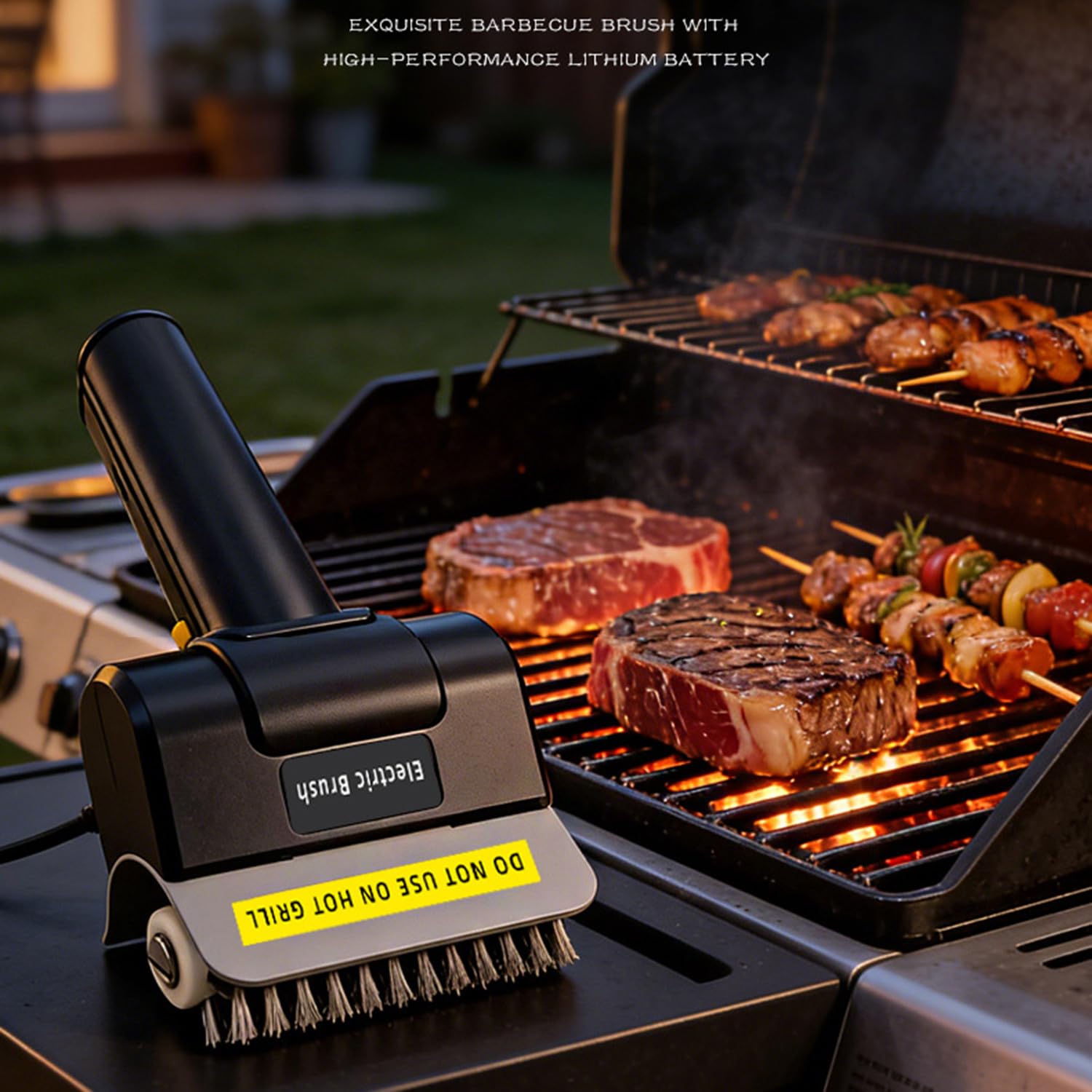 Spazzola elettrica senza fili per barbecue, strumento di pulizia con rullo in acciaio con batteria ricaricabile da 2000 mAh, detergente multiuso per interni, guanti inclusi