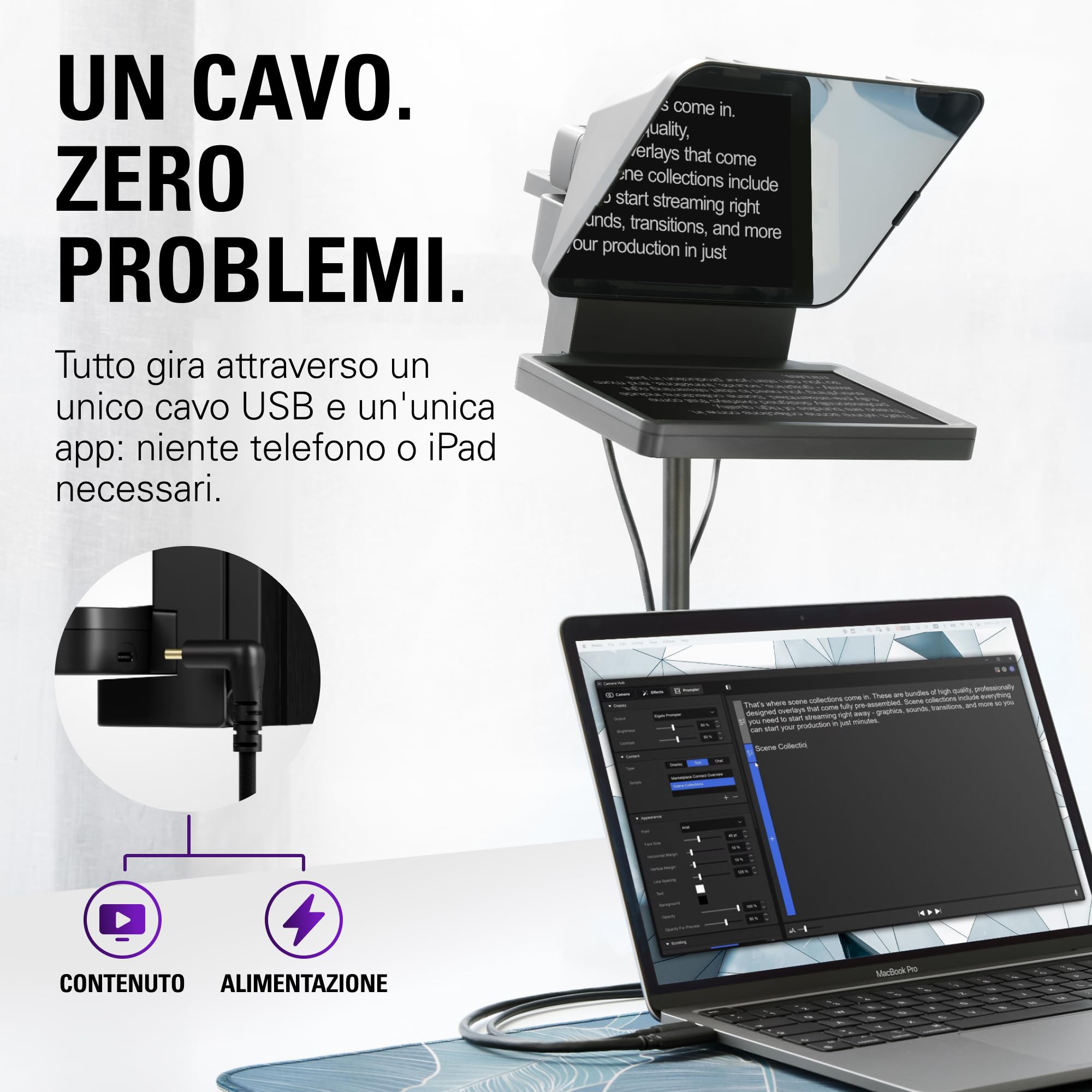 Elgato Prompter – Teleprompter con schermo integrato, YouTube, Twitch, Zoom, Teams e altro, supporta DSLR/Webcam/Smartphone, visualizzazione del monitor Drag & Drop, funziona con Mac/PC & Stream Deck