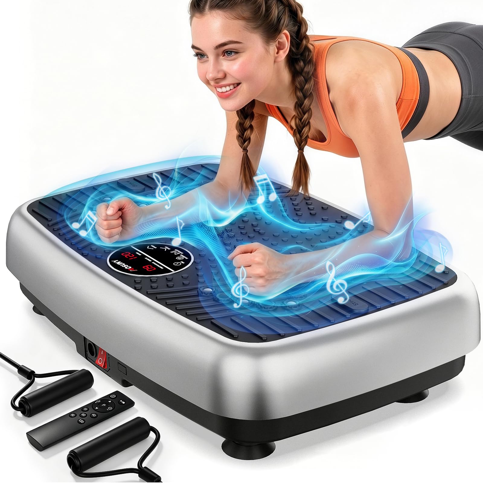 Vibration Plate, MOSUNY 2026 Powerful Vibration Plate Exercise Machine With Dual Motors, Comfortable Silicone Pad, 204 kg Weight Capacity Vibration Plate For Lymphatic Drainage & Weight Loss
