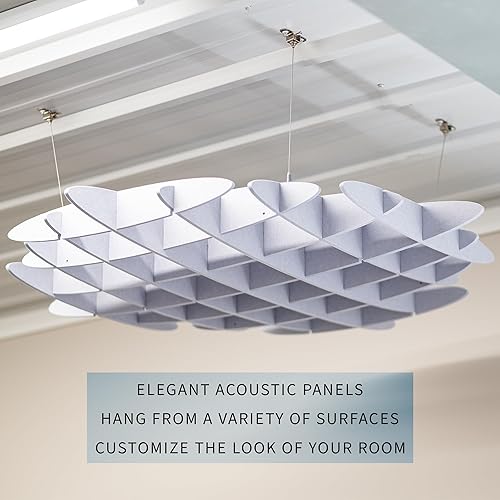 Miniatura 2 de VIVO Panel acústico de gofres de techo, absorbente de sonido colgante hexagonal, lámpara moderna de reducción de ruido, gris claro, PP-CW01G
