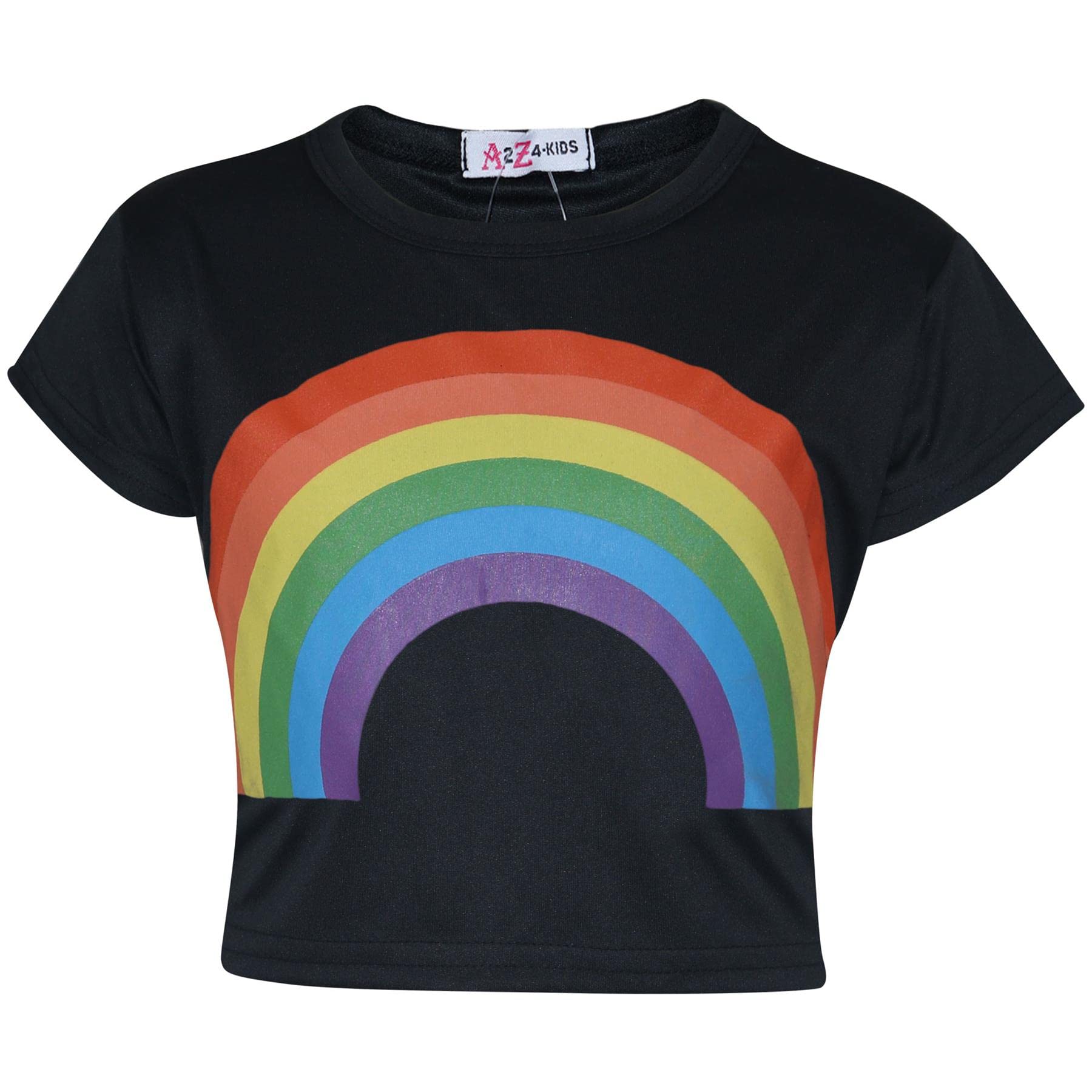 A2z 4 Kids Girls Black Crop Tops Rainbow Stylish Trendy Tops - Rainbow 270 Crop Top 11-12