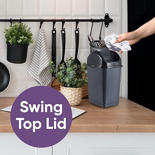 Miniatura 4 de Superio Mini basurero de escritorio con tapa superior giratoria, portátil, de plástico, para encimera, escritorio, tocador de maquillaje, baño,
