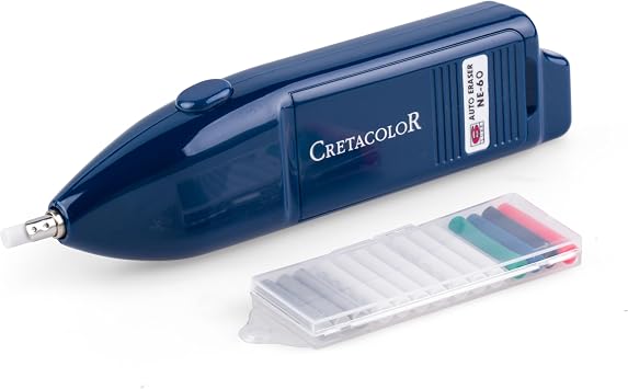 Cretacolor Battery-Operated Eraser & Refills, None, White