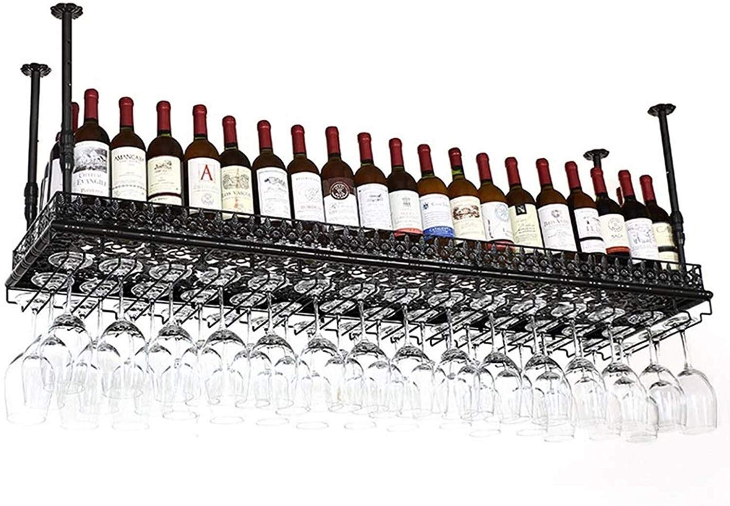 Casier à vin suspendu au plafond MObyat avec porte-verre pour bar et cuisine