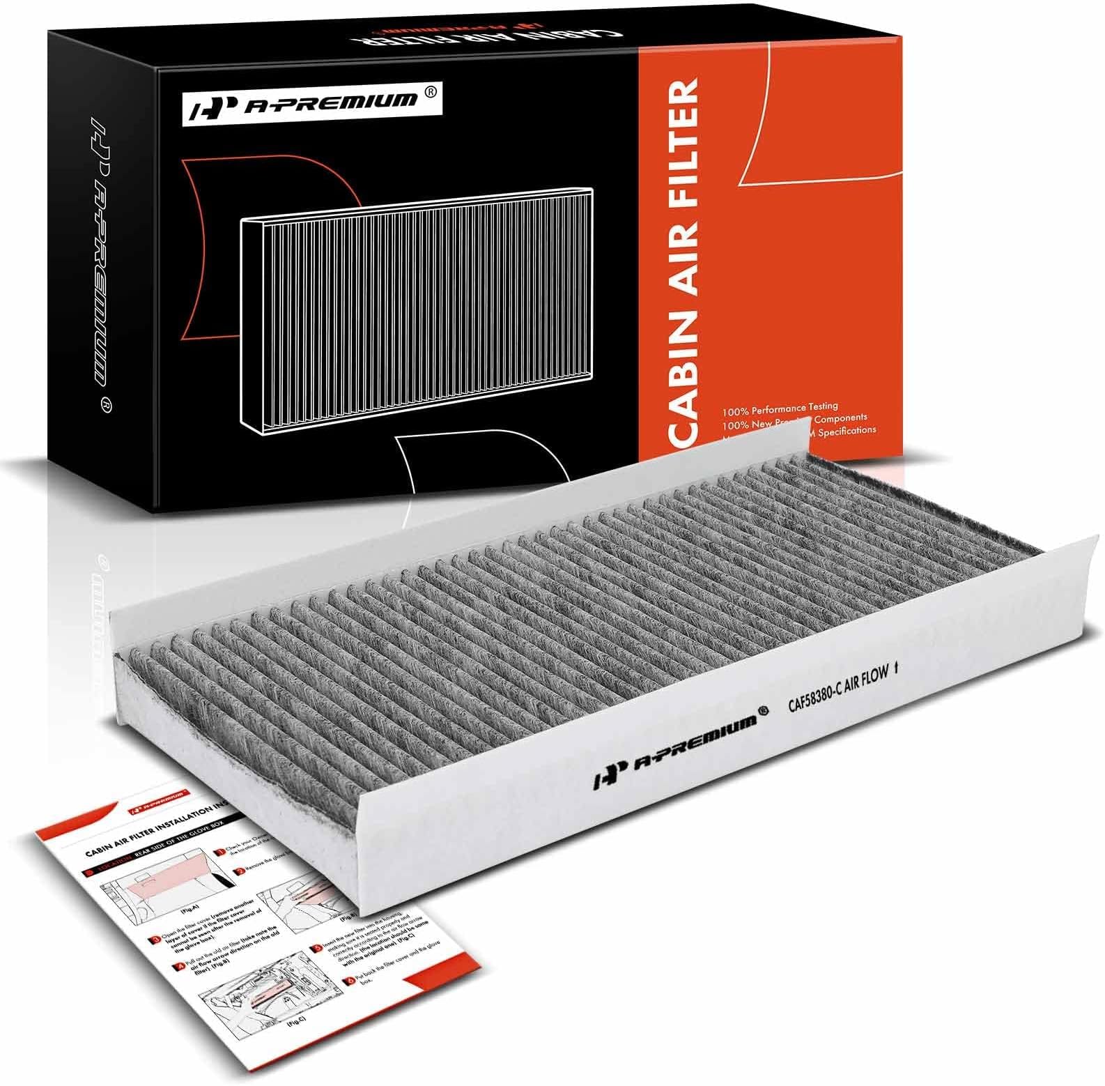 A-Premium Cabin Air Filter with Activated Carbon Compatible with Chevrolet Chevy 1996-2012, Corsa 2002-2008, Meriva 2005-2008, Tornado 2004-2005, Vectra 2006-2008 & Saab 9-3 2004-2011, 9-3X 2010-2011
