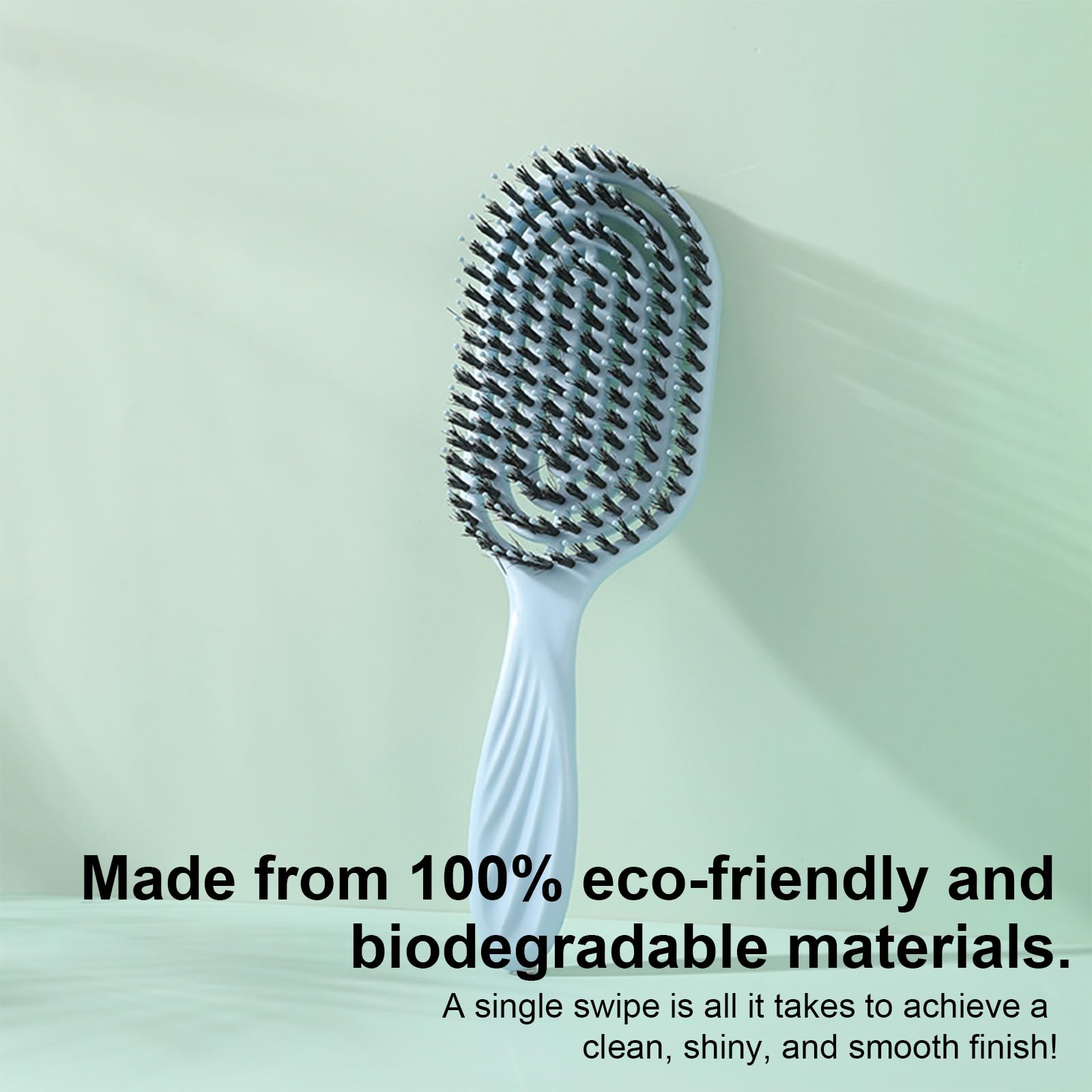 Boar Bristle Hair Brush - Homiladi Frizz Control & Anti Static Detangling Comb, Blue - Image 3
