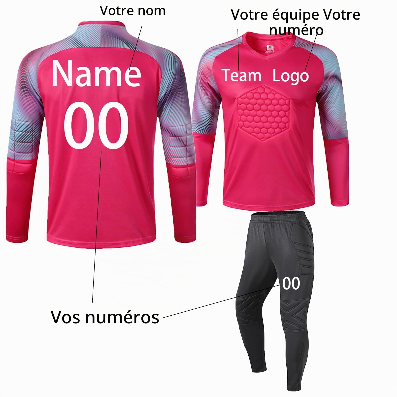 Maillot de Gardien Personnalisable Maillot Gardien de But Homme Personnalisé avec Nom Nombre Nom de l'équipe Logo
