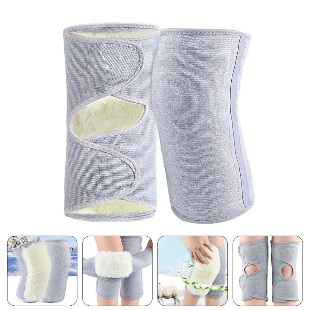 Healifty Genouillère Chaude D'hiver en Laine Épaisse Manchon de Jambe Chaud pour Maintien et Protection Confortable le Froid