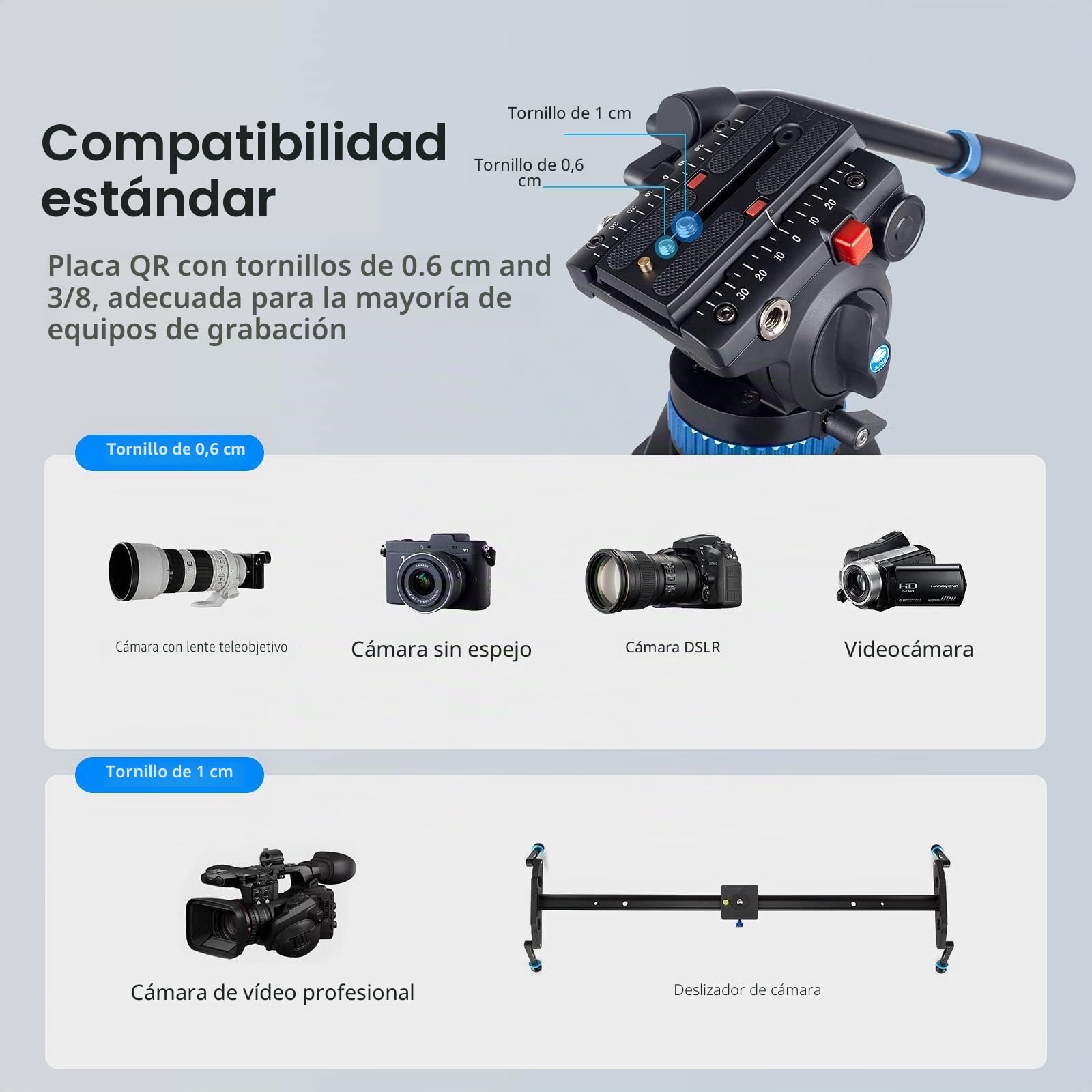 SIRUI 190cm Trípode de Vídeo, 190cm Vídeo Trípode, Trípode Profesional Resistente con Cabezal de Amortiguación de Fluido Ajustable para DSLR, Videocámara, Cámara, Carga Máxima 10kg AM-25S