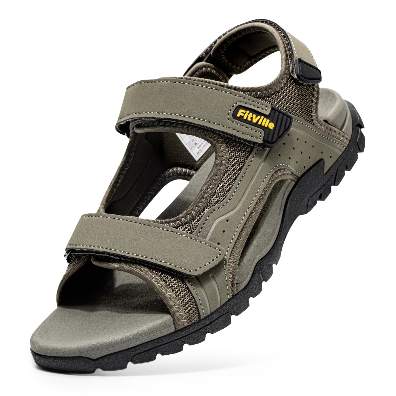FitVille Sandali Sportivi Uomo Larghi Sandali Outdoor con Chiusura a Strappo Antiscivolo Leggeri Scarpe da Trekking Traspiranti per L'Estate