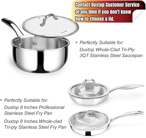 Miniatura 8 de Duxtop Tapa de repuesto para utensilios de cocina (diámetro interior 8-58 pulgadas, diámetro exterior 9-14 pulgadas)