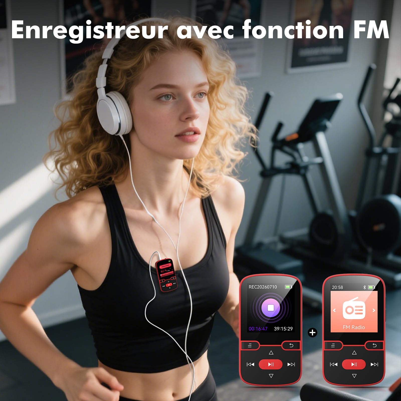 64 Go Lecteur MP3 Bluetooth 5.3 avec Clip Musique Sport, écran TFT 1,5"