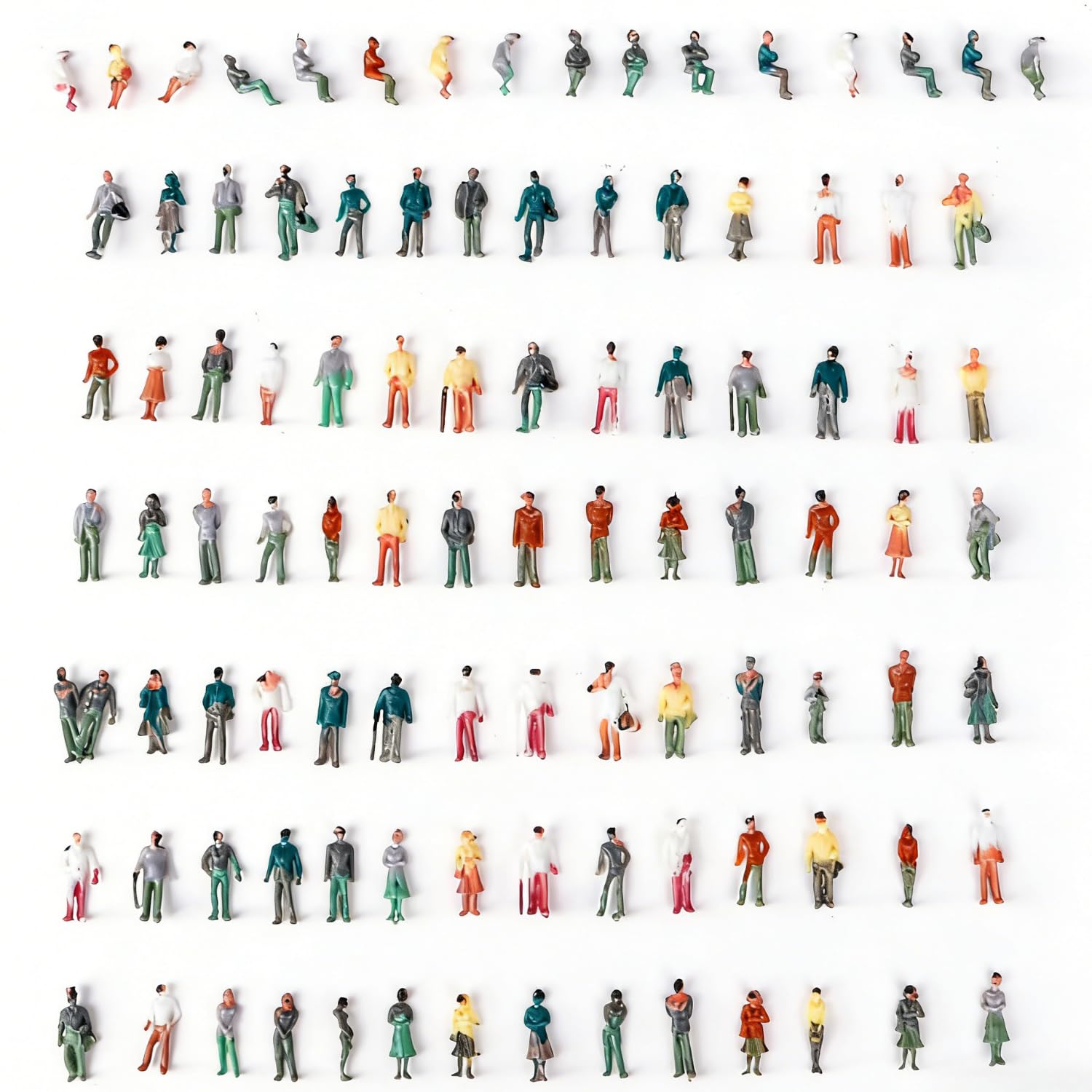 VICDUEKG - Lot De 100 Figurines Miniatures De Train – Personnages Debout Et Assis – Échelle HO 1:100