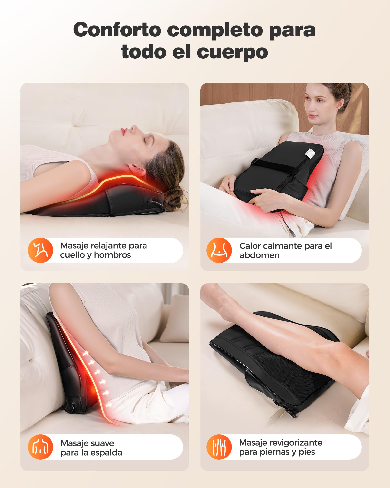 Boriwat Masajeador Cervical y Espalda con Calor, 3D masajeador electrico para aliviar el dolor, Masaje eléctrico de cuello/Cervical/hombros, hombros y piernas para casa y la oficina, Negro