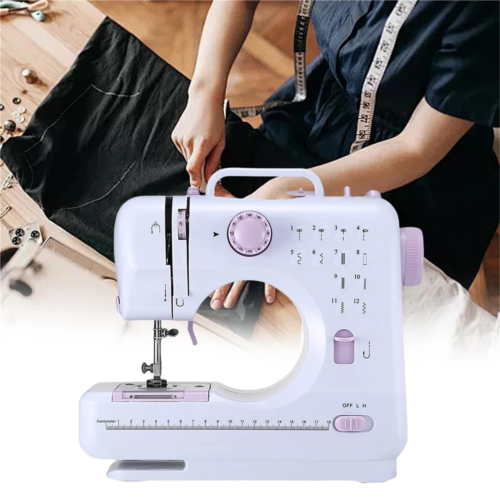 Bobinadora, Máquina De Coser Viaje 505A Con Pedal,para motor, resorte, cinta | Doble Velocidad, 12 Puntadas Integradas, Kit Costura, Para Principiantes
