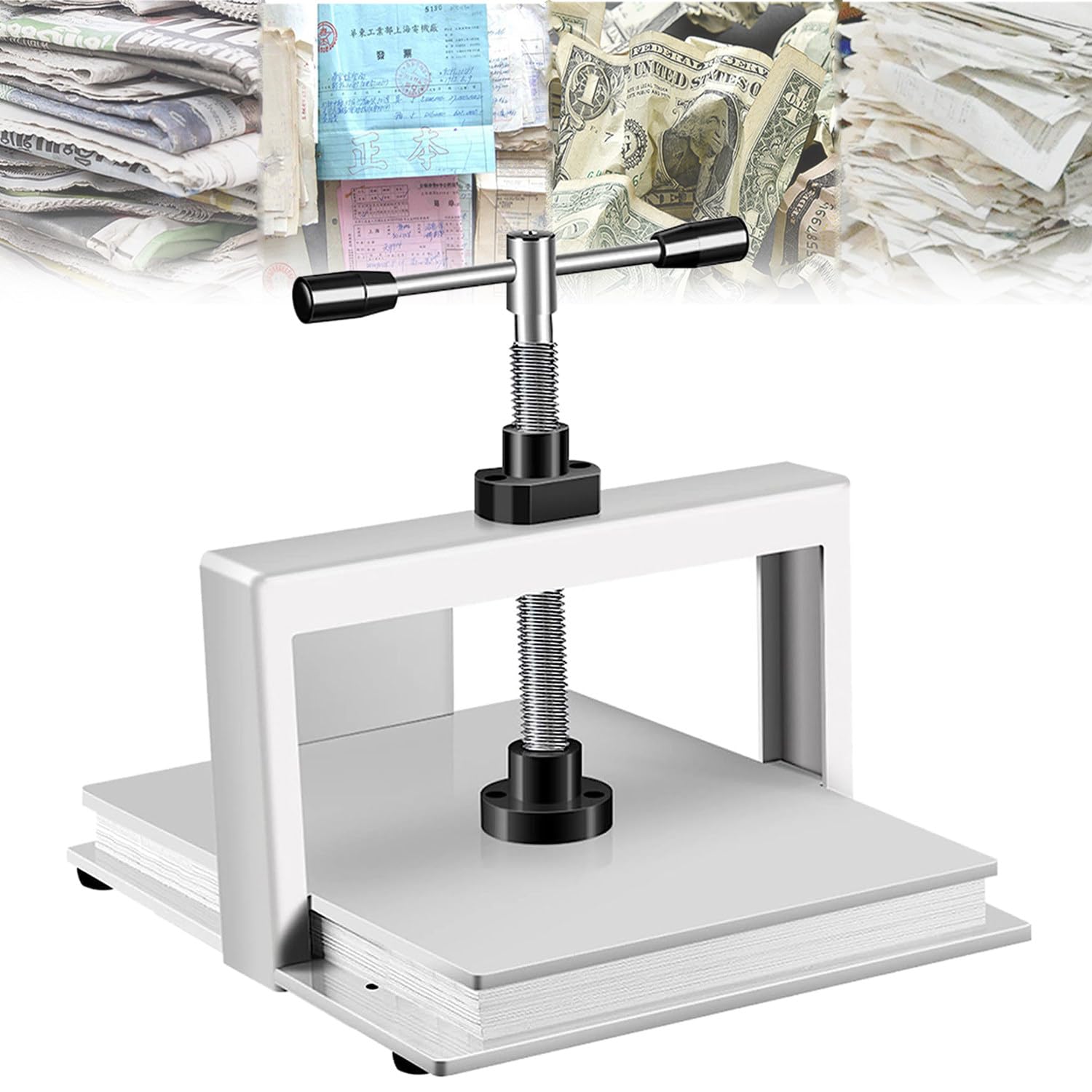 Ręczna prasa do papieru odpowiednia do formatu A4/A3 Spłaszczarka do papieru 15 cm grubości stalowa rama Ręczna prasa do papieru Prasa do produkcji papieru Maszyna do opr，A3
