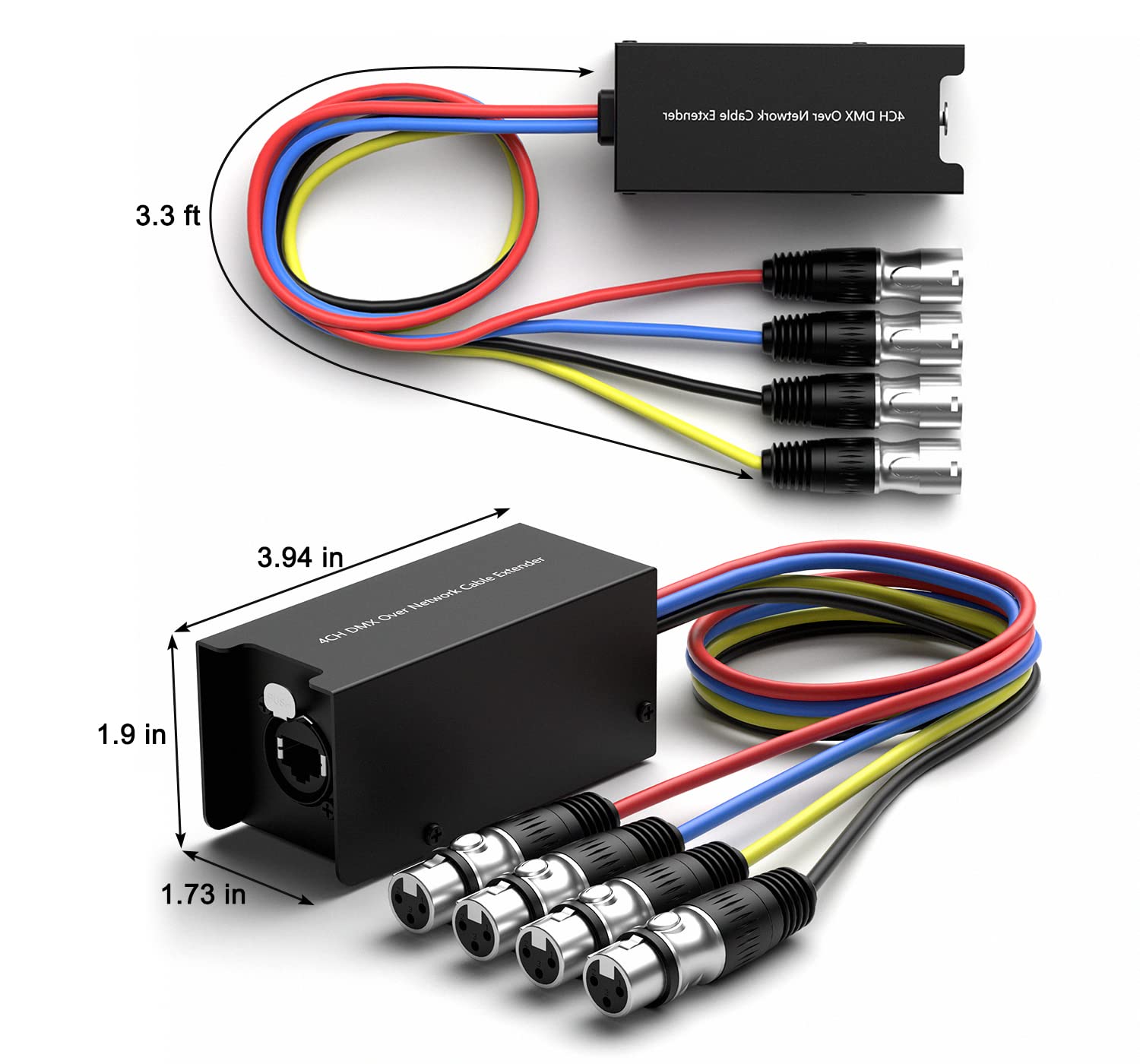 Dingsun 4-K-3-poliger XLR-Schlangen-Netzwerk-Empfänger, Stecker und Buchse auf einzelnes Ethercon-Kabel für Bühnenbeleuchtung und Aufnahmestudio, XLR, AES, DMX-Kanäle über Cat5e/Cat6/Cat7