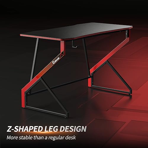 Miniatura 7 de CubiCubi Escritorio simple para juegos en forma de Z de 55 pulgadas, estación de trabajo para jugadores, computadora casera, superficie de fibra de