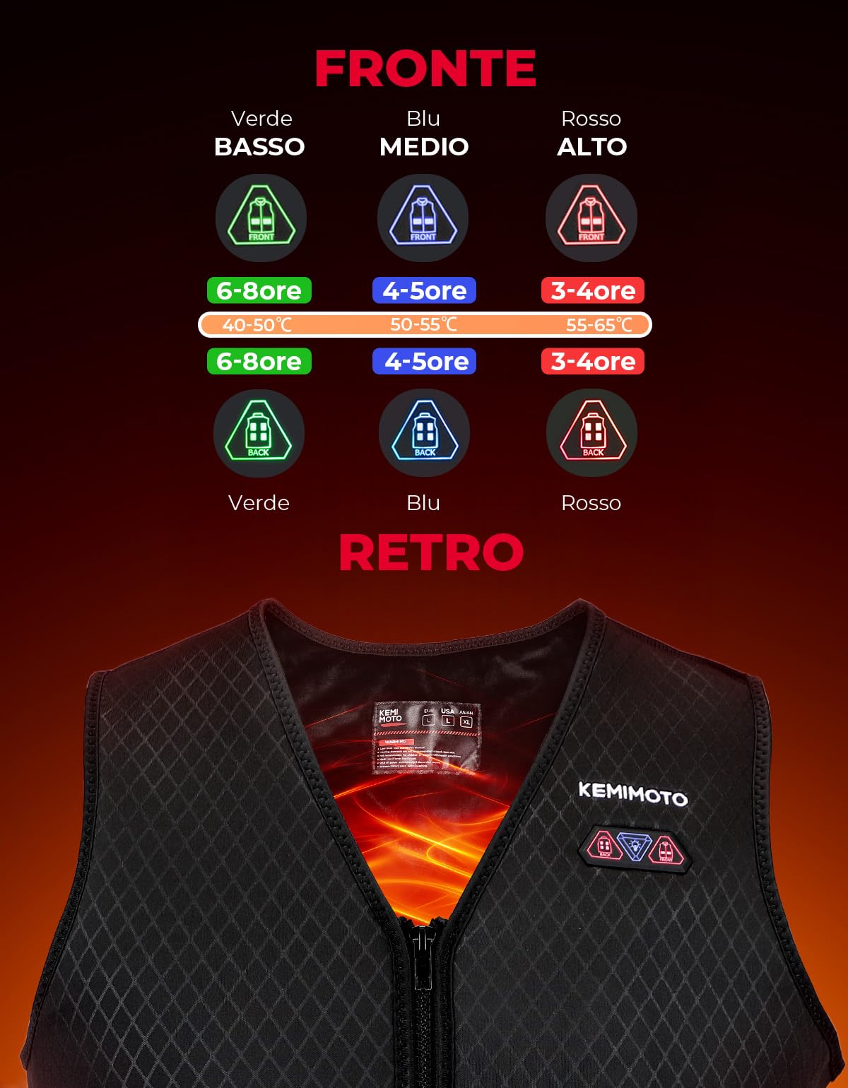 KEMIMOTO Gilet Riscaldato Donna, Elettrico Gilet Riscaldato con Batteria 10000mAh, USB Giubbotti Riscaldati con 3 Temperature per all’aperto Lavoro Sci Escursionismo Caccia Moto(Con Batteria 10000mAh)