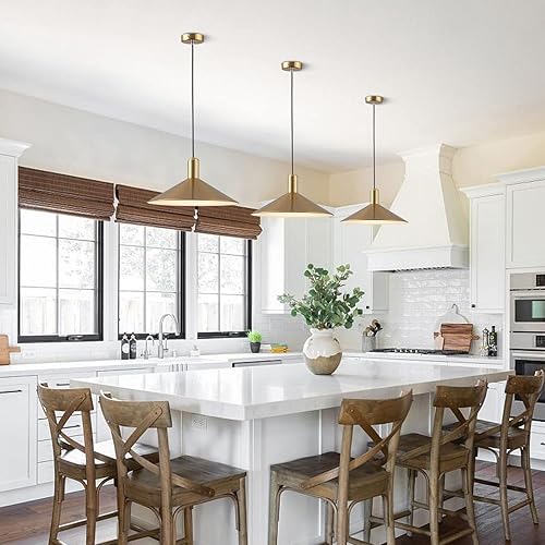Miniatura 4 de KCO Iluminación de mediados de siglo moderna cúpula colgante luz grande granja isla iluminación oro granero luces colgantes latón cocina colgante