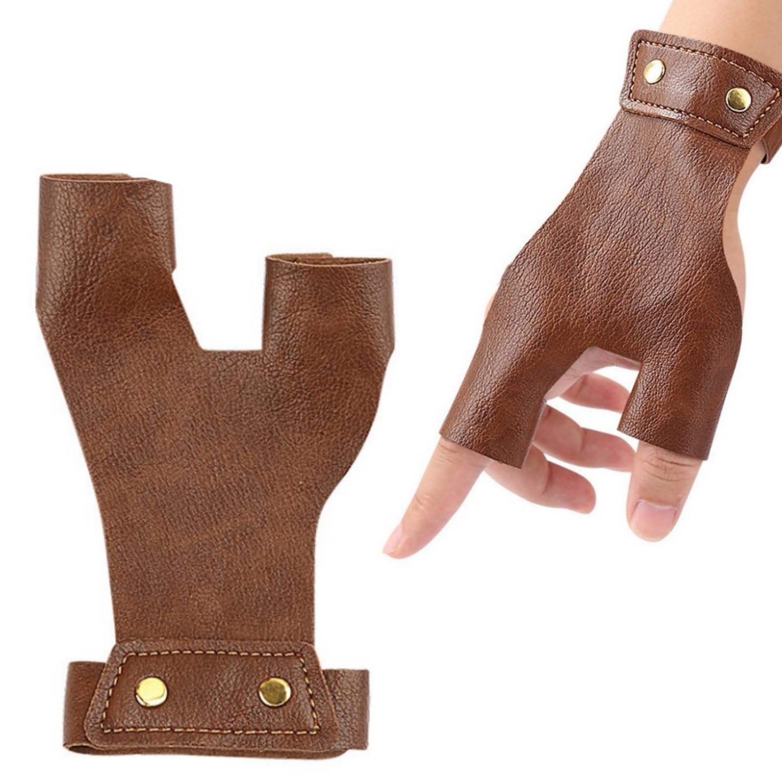 Gants De Tir à L'arc 3 Doigts En Cuir - Protection Doigts - Noir - Tailles M, L, XL