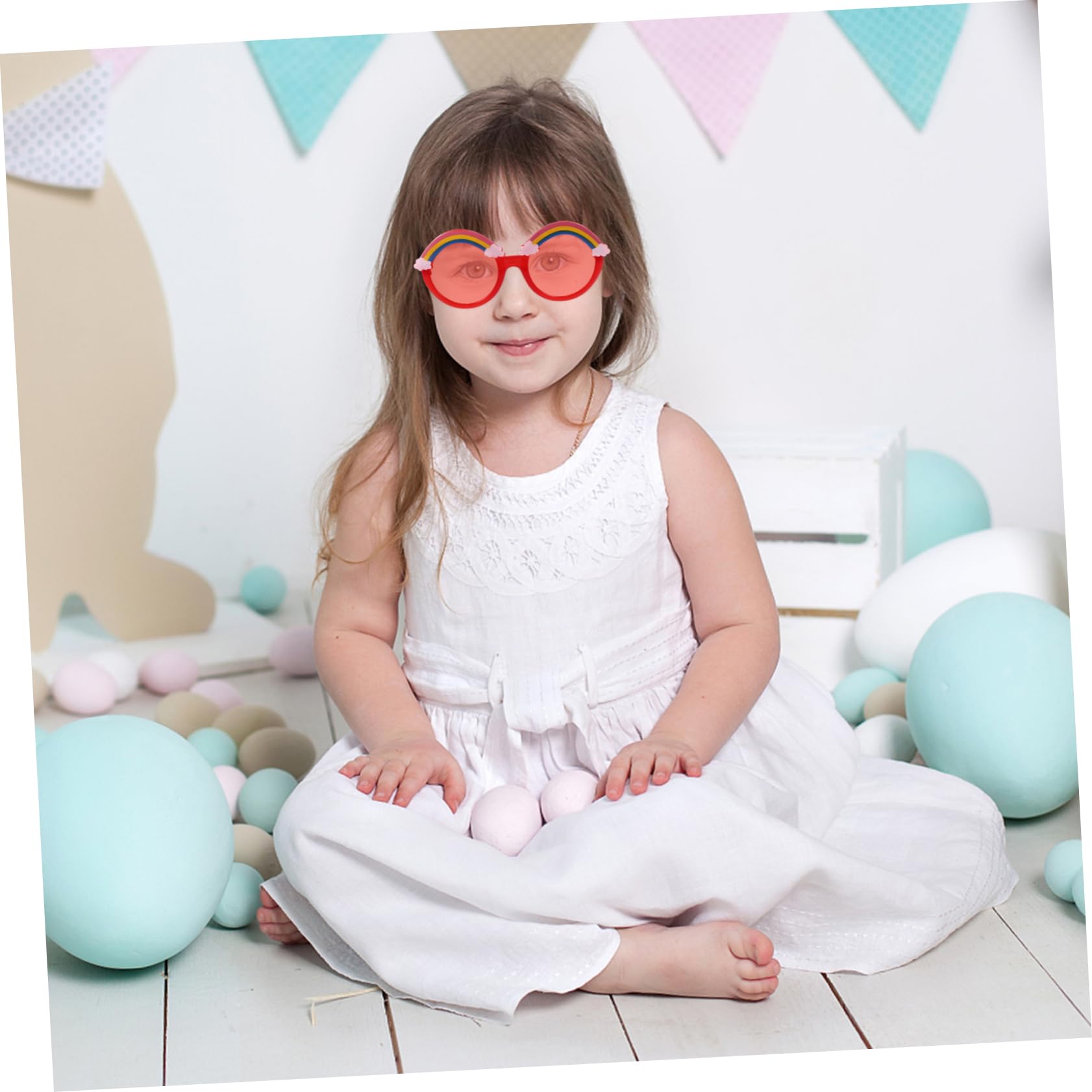 Didiseaon 2 Pairs of Cute Boys and Girls Tinted Eyewear Baby Sunes for Boys and Girls Rainbow Frame and Material