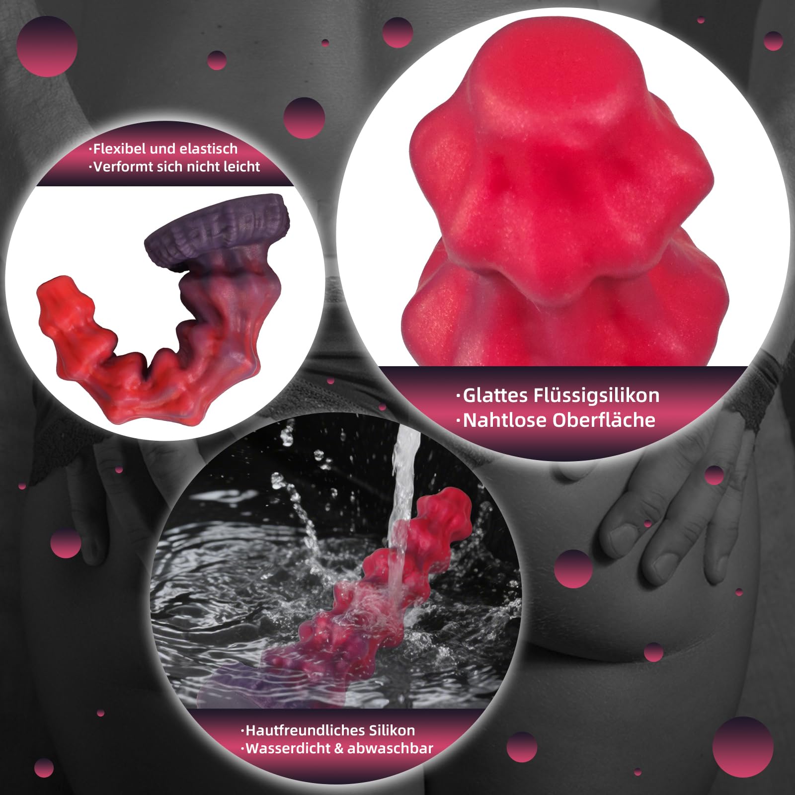 AMAZBEE Consolador de nudo de silicona para dilatación anal Consoladores monstruosos con ventosas para masaje de próstata y punto G Tapones de nudo para culos Juguetes sexuales para adultos (Red)