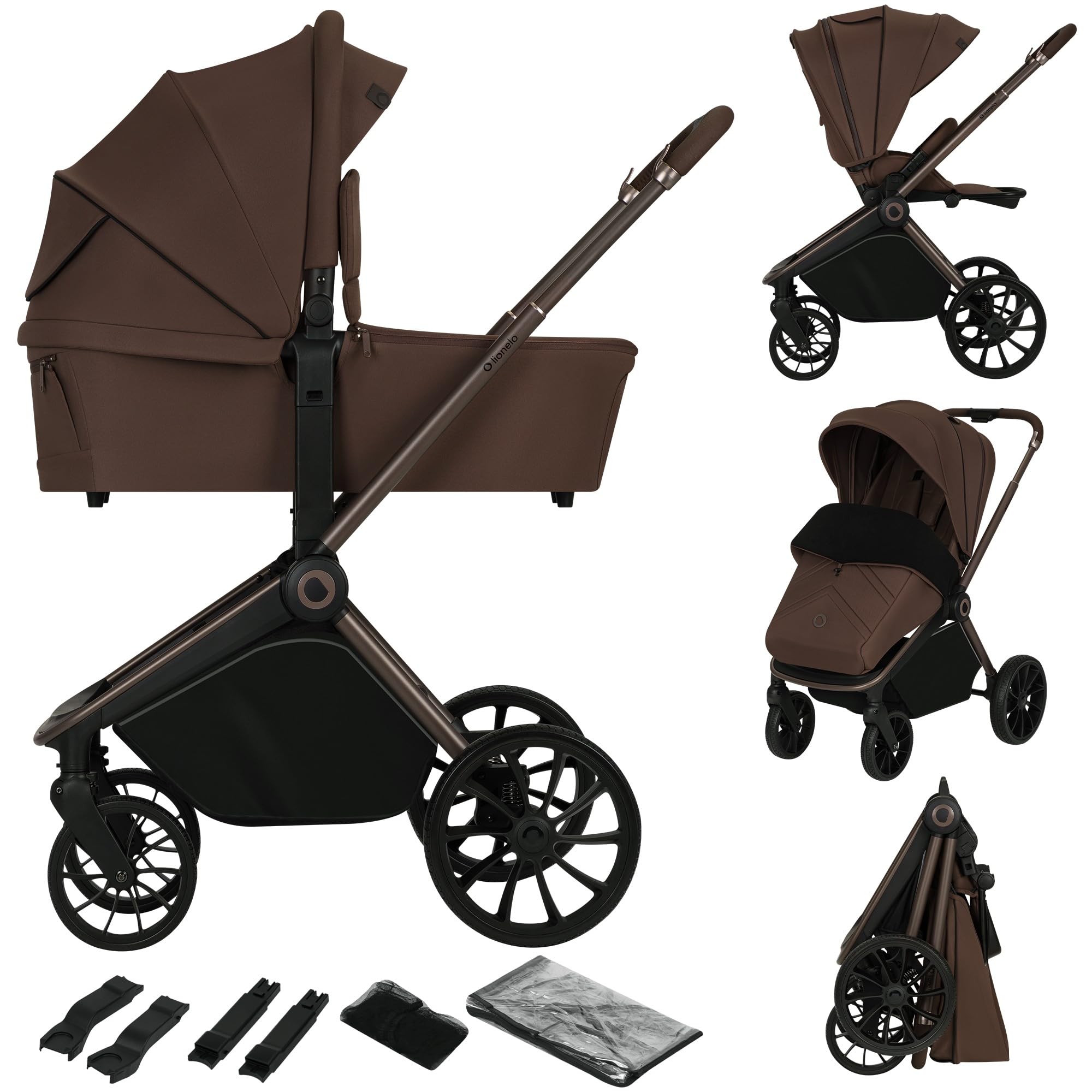 LIONELO MIKA PLUS 2 en 1 Cochecito de bebé 0-48 meses hasta 22 kg Capazo hasta 9 kg, Ajuste de Respaldo y Reposapiés, Suspensión, AiryDots, Ruedas de PU giratorias 360° Capota XXL