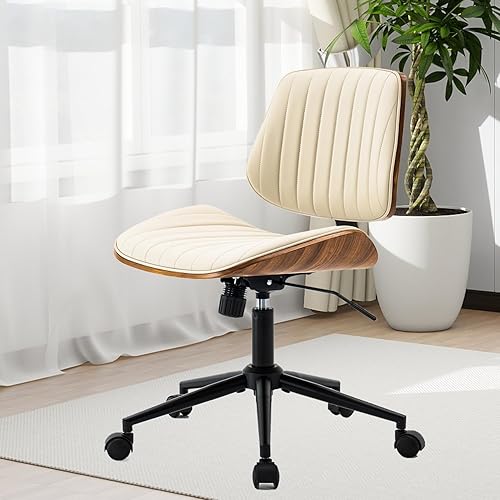 Miniatura 7 de Silla de escritorio de oficina en casa con ruedas, moderna silla giratoria de piel sintética, silla giratoria para computadora, silla tapizada sin