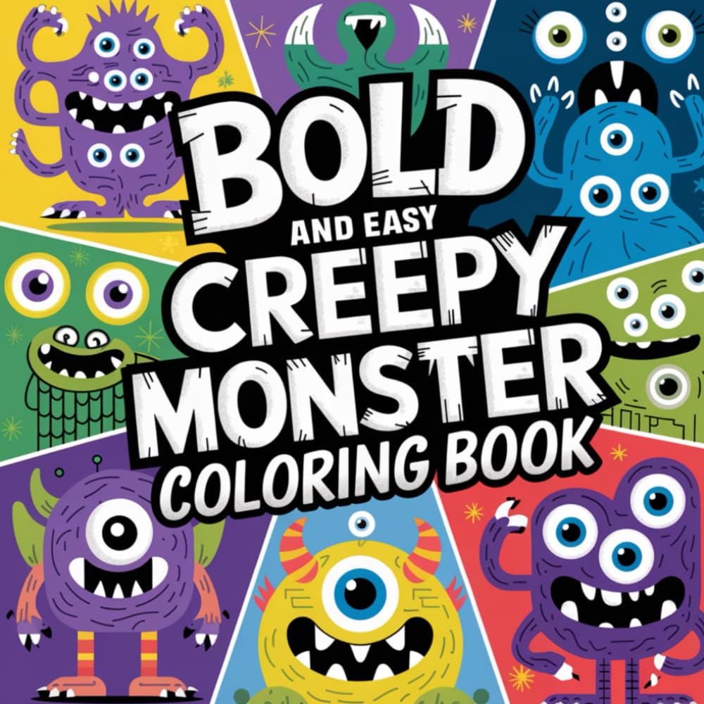 Creepy Monster: Bold and Easy Spooky Fun, Fantastical Creatures, and Imaginative Designs for Creative Play Coloring Book For Kids