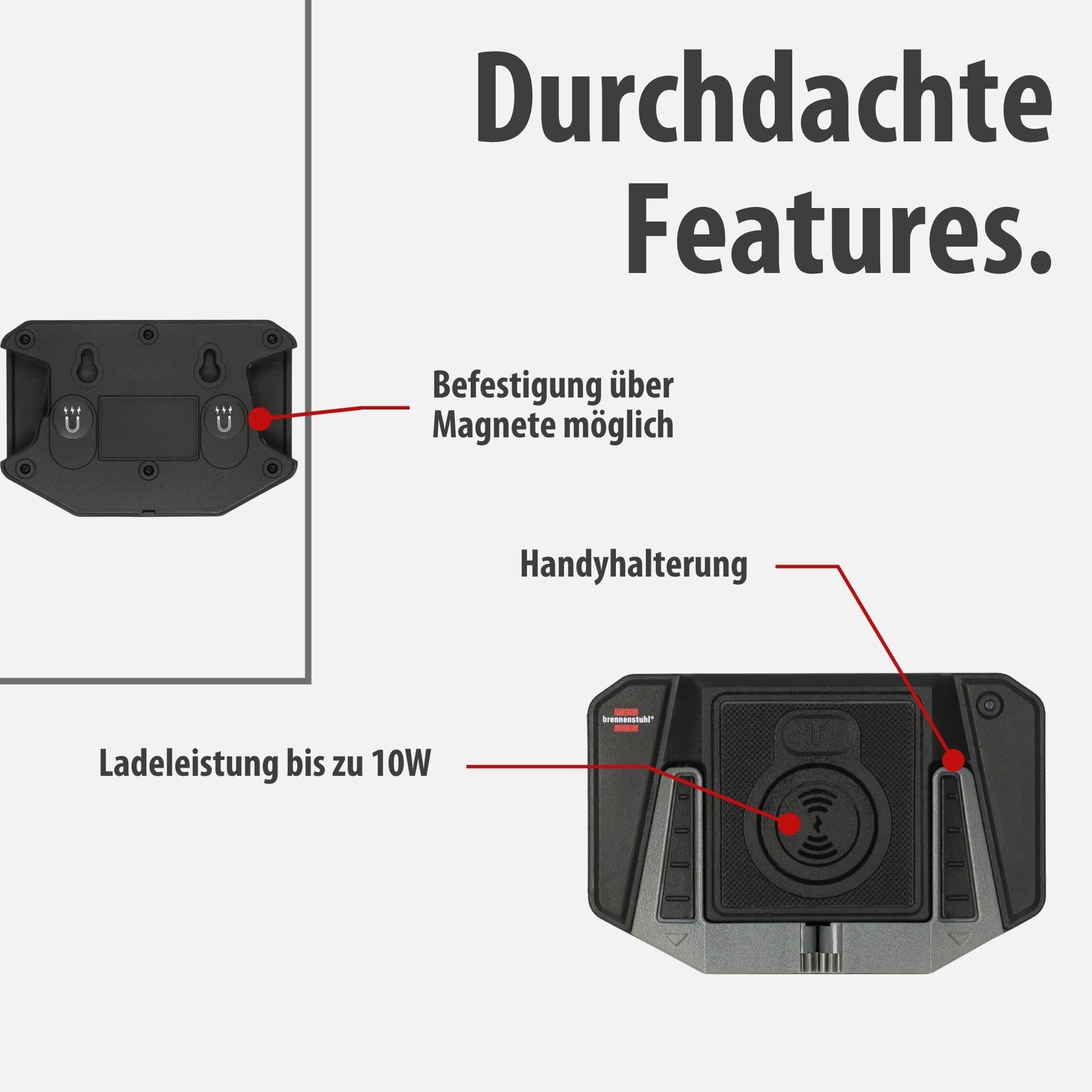 Brennenstuhl Professional Wireless Charging Set Handlampe HL 1000 ACW + Pad WCP (Akku LED Handlampe 1000+380lm, IP54, Magnet, max. 12h Leuchtdauer, tauschbarer Akku + induktive Ladestation 10W)