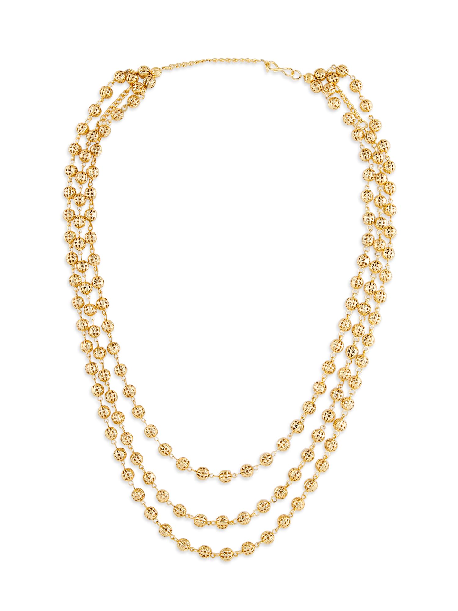 Gold Tone Dazzling Beads Multilayer Fusion Wear Necklace For Women-ZPFK19091-image-42