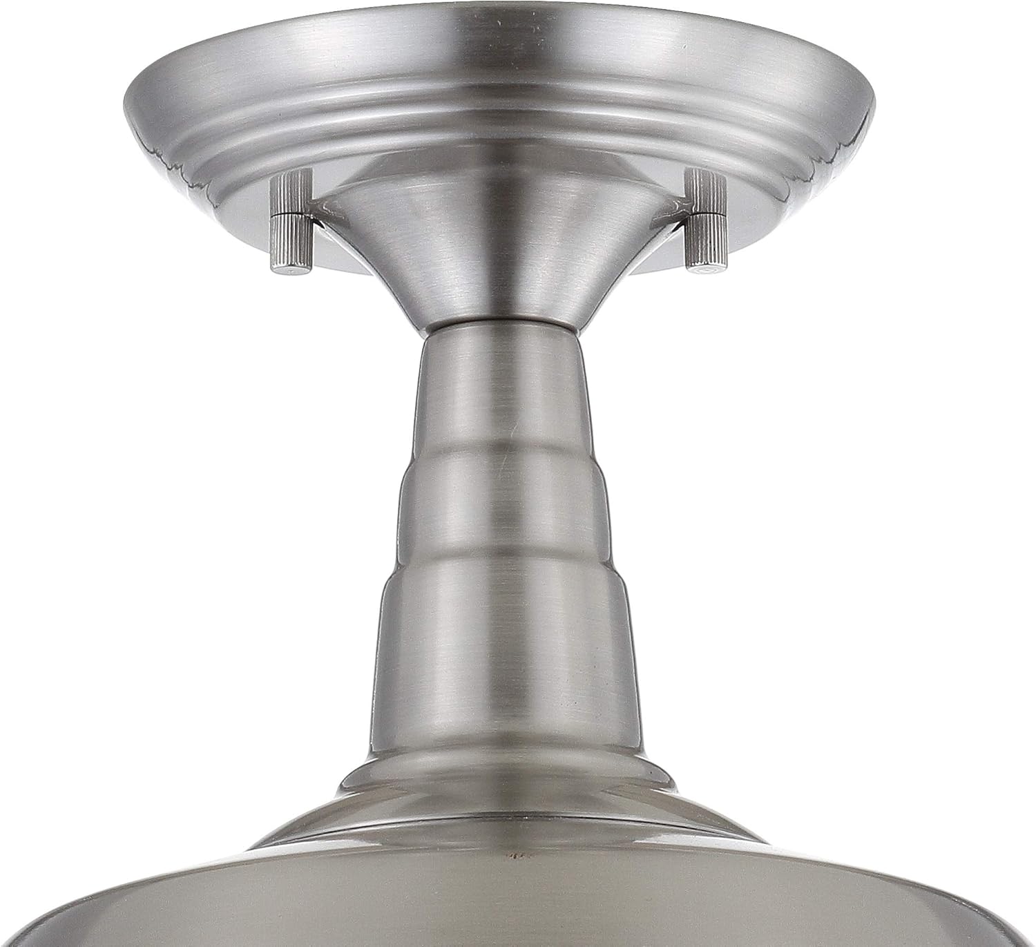 JONATHAN Y 10.5" Brushed Nickel Gabe LED Semi-Flush Mount Ceiling Light for Farmhouse Kitchen, Rustic Industrial Metal Empire Light Fixture, LED Bulb Included (JYL9517B)