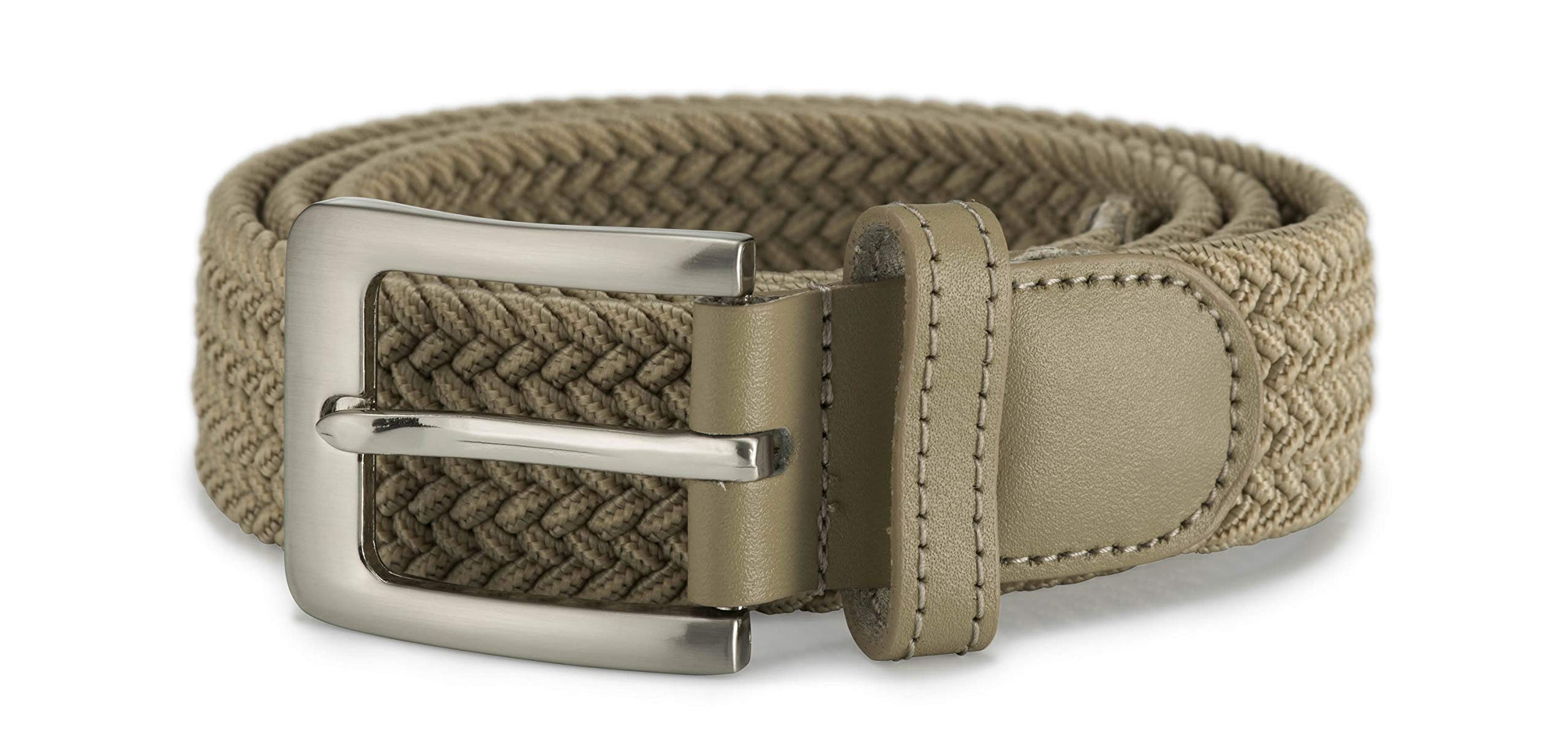 Stretch-Gürtel Geflochten, Grau Und Beige 2er