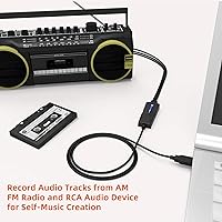 Vista 5 de DriverGenius Serie AudioXfer Dispositivo de tarjeta de captura de audio USB A/C Convierte audio de casete analógico a MP3 digital con entradas