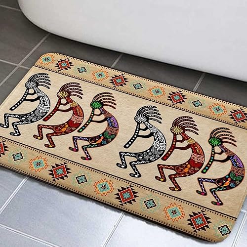 Southwest Kokopelli - Tapete de baño de Kokopelli nativo americano para baño, tapete de baño étnico, tapete de entrada para baño, hogar, oficina,