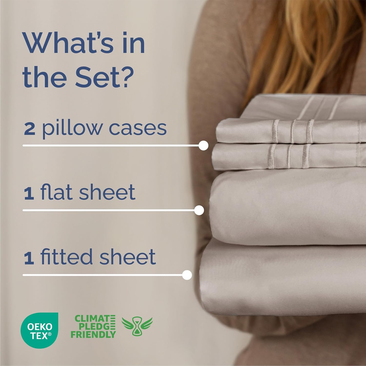 Full Size 4 Piece Sheet Set - Comfy Breathable & Cooling Bed Sheets Set - Hotel Luxury Bedding for Women, Men, Kids, Teens, Boys & Girls - Deep Pockets, Soft and Wrinkle Free - Oeko-Tex - Light Grey