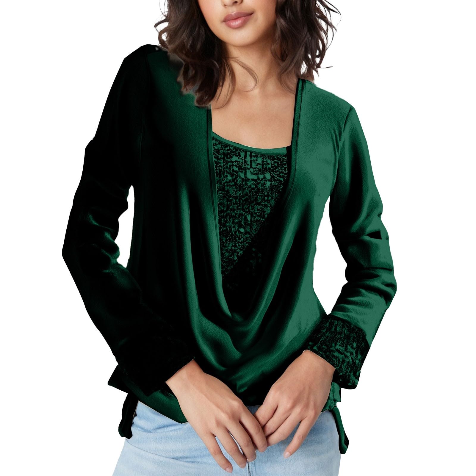 Blouse Femme Chic Et Élégant Manches Longues Col Tombant pour Femmes Chemisier Manche Longue Haut Rouge Chemise Blanche Grande Taille Rayures Tartan Shirt Women T-Shirt Rose Hiver Plus