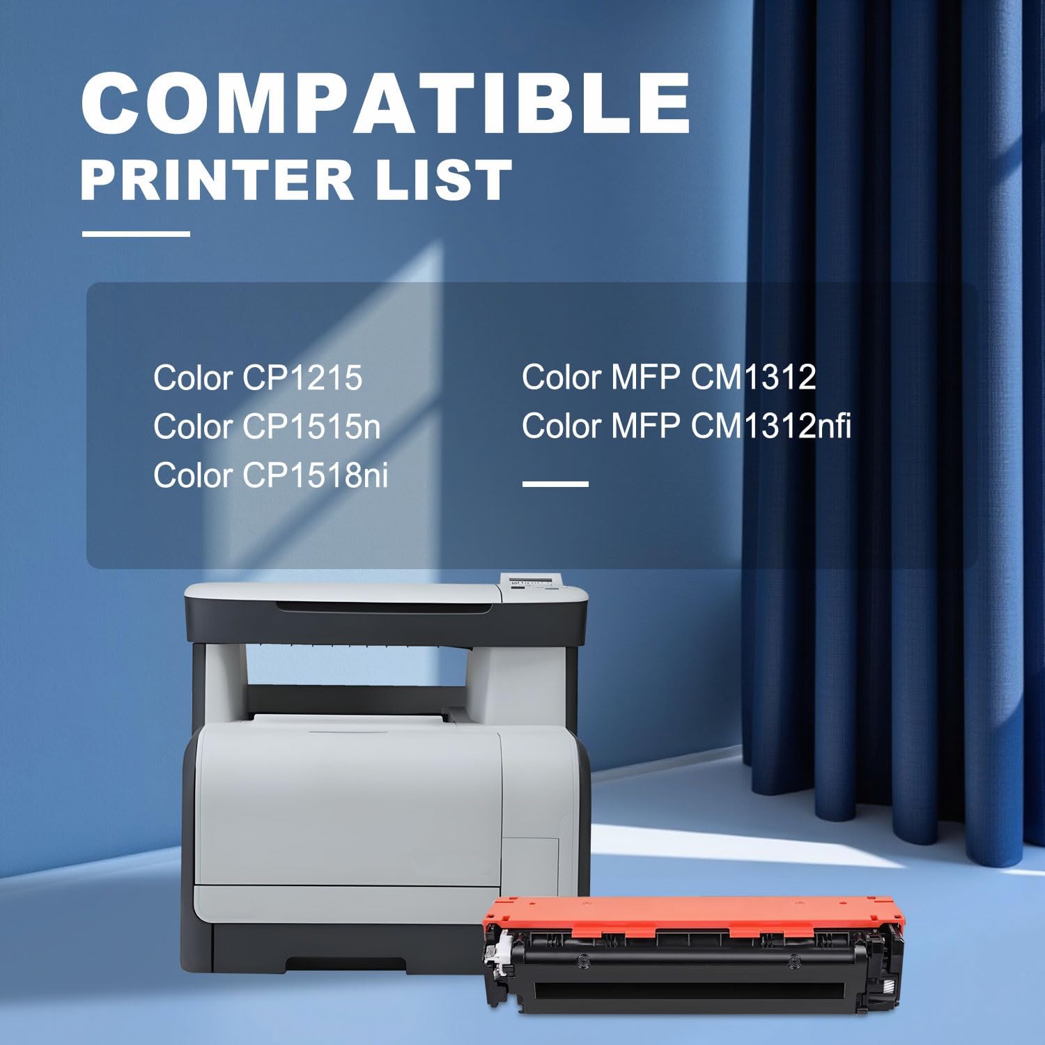 125A Toner Cartridges 4-Pack (BK/C/M/Y) Replacement for HP 125A Toner & 125A Ink, Compatible with Color CP1215, CP1515n, CP1518ni, Color MFP CM1312, CM1312nfi Printer (CB540A, CB541A, CB542A, CB543A)