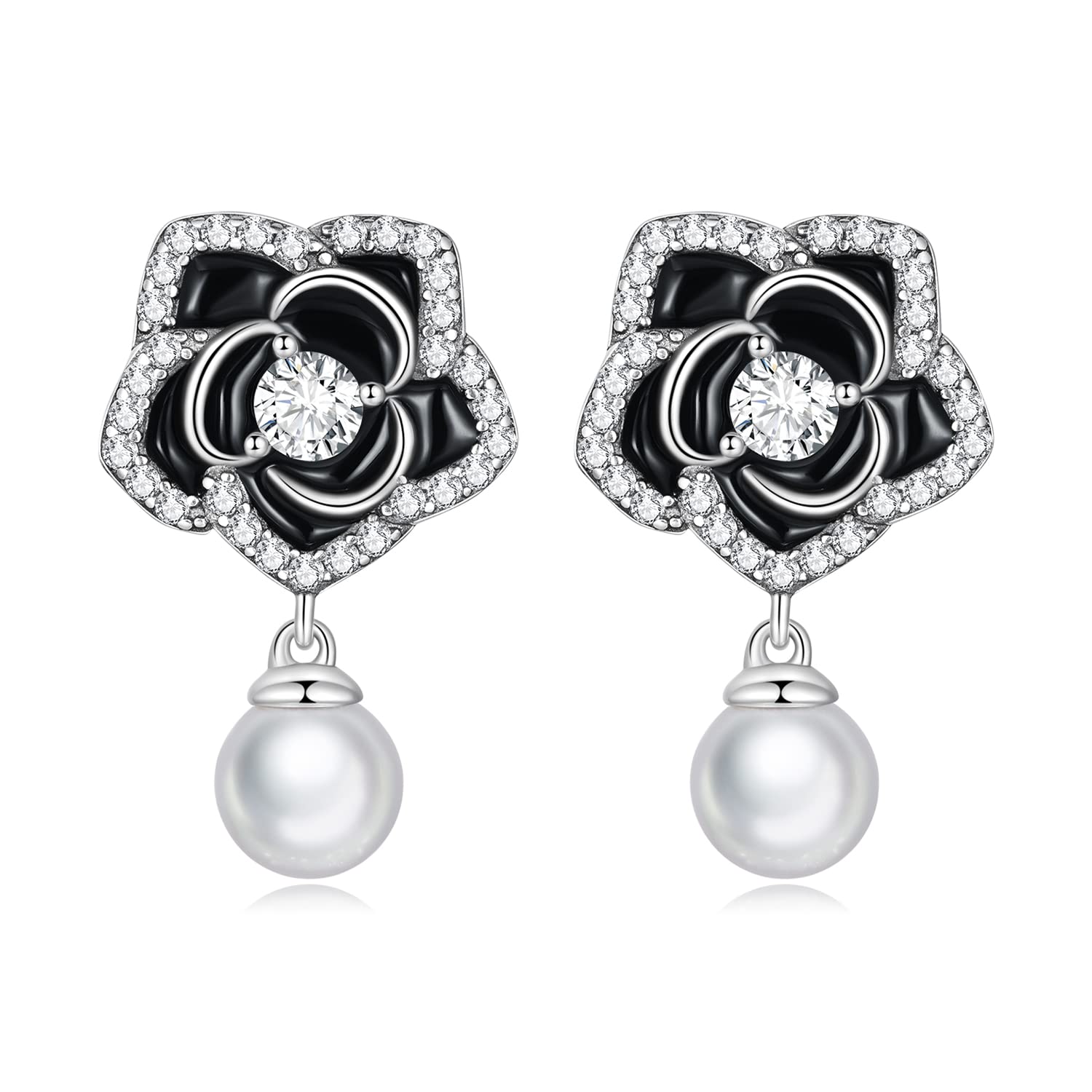 Boucles d'oreilles camélia pour femmes anti-allergies et légères - 7