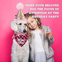 Vista 14 de Weewooday Suministros para fiesta de cumpleaños para perros, cumpleaños de niños y niñas, bandana triangular, bufanda triangular, sombrero