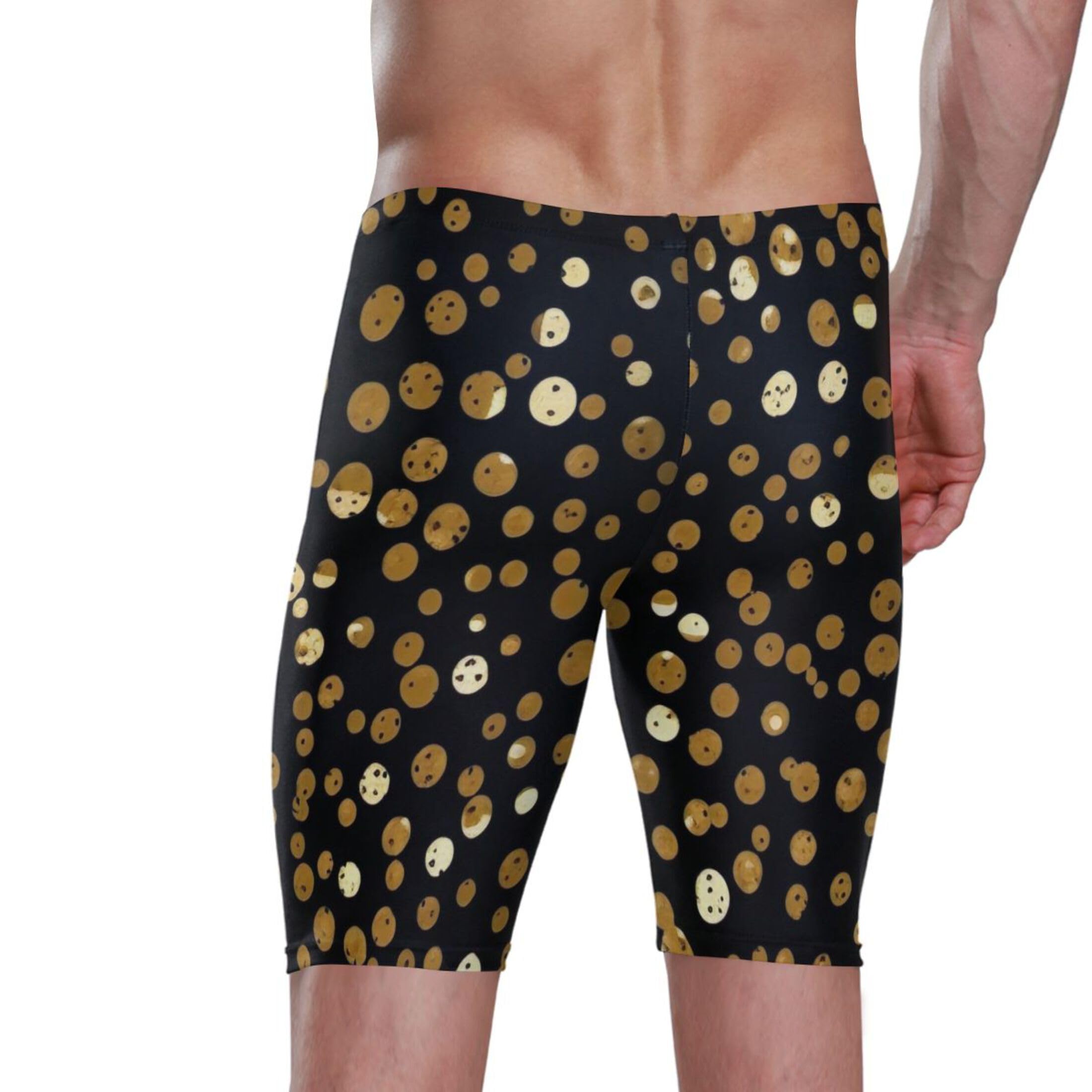 UMIRIKO Gold Leopard Men's Swim Jammers Swimsuit M B0401163