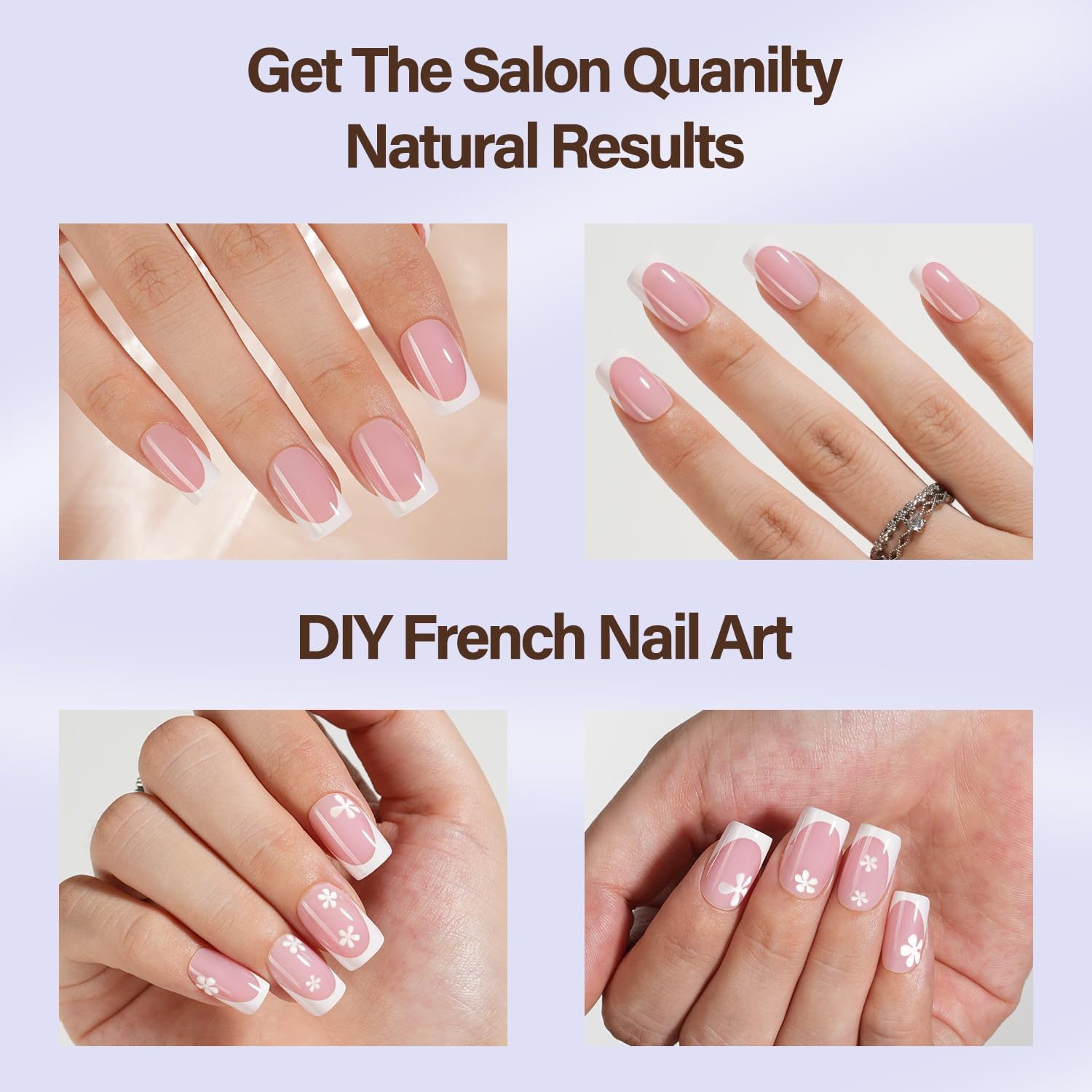 Misssix XBASICTIPS French Tip Press On Nails, 150Pcs French Gel Nail Tips Short Square, Soft Gel Pre-shaped No Need to File 3 in 1 Tips, Fake Nails for Nail Art DIY Extension Designs 15 Sizes