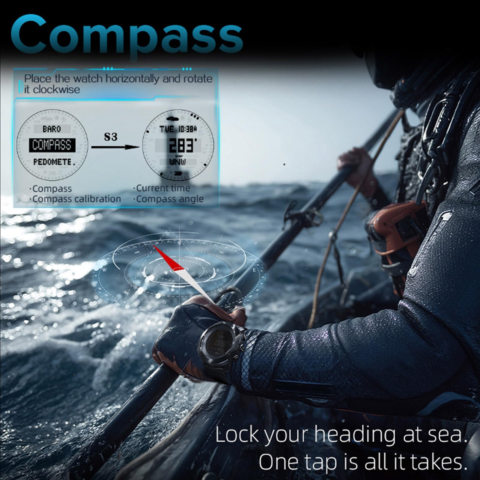 Reloj de Buceo, Computadora de Buceo Resistente Al Agua hasta 100 M, Reloj Deportivo Digital para Hombres con Brújula, Altímetro, Barómetro, Cronómetro, Temporizador de Cuenta Atrás,