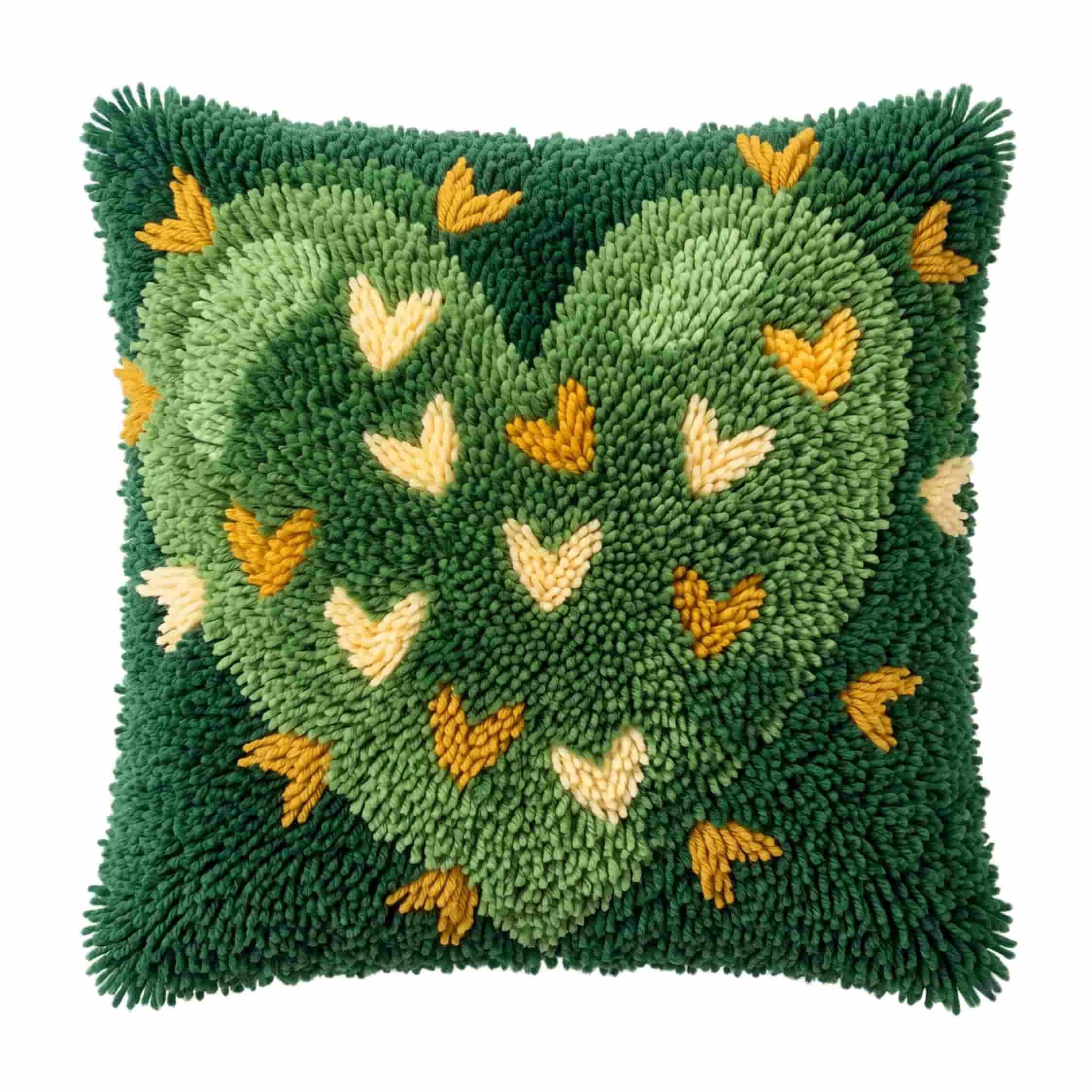AxiangziK Latch Hook Cushion Kit,Heart DIY Throw Pillow Cover 43X43Cm