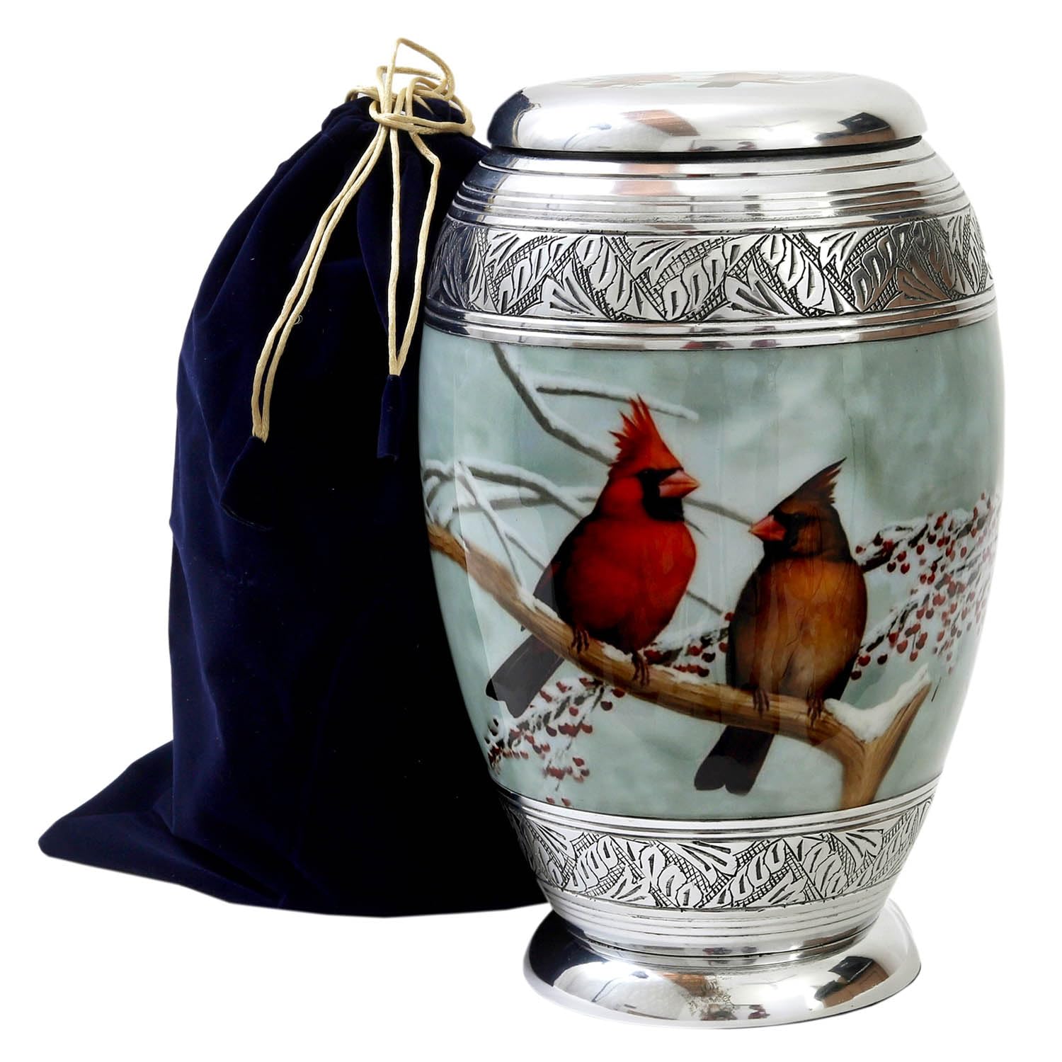 hlc Beautiful Cardinal Couple Bird Cremation Large Urn for Human Ashes - Handcrafted - Affordable Urn for Ashes (Adult (200 lbs), Urn), 10.5'' H x 6'' W x 6'' L (CFDS0012266)