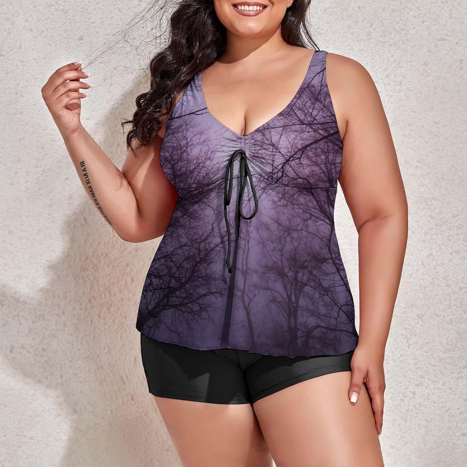Plus Size Tankini Swimsuits for Women's Vermont Mountain Bathing Suit Tummy Control Swimdress Women's 2 Pieces Top Shorts