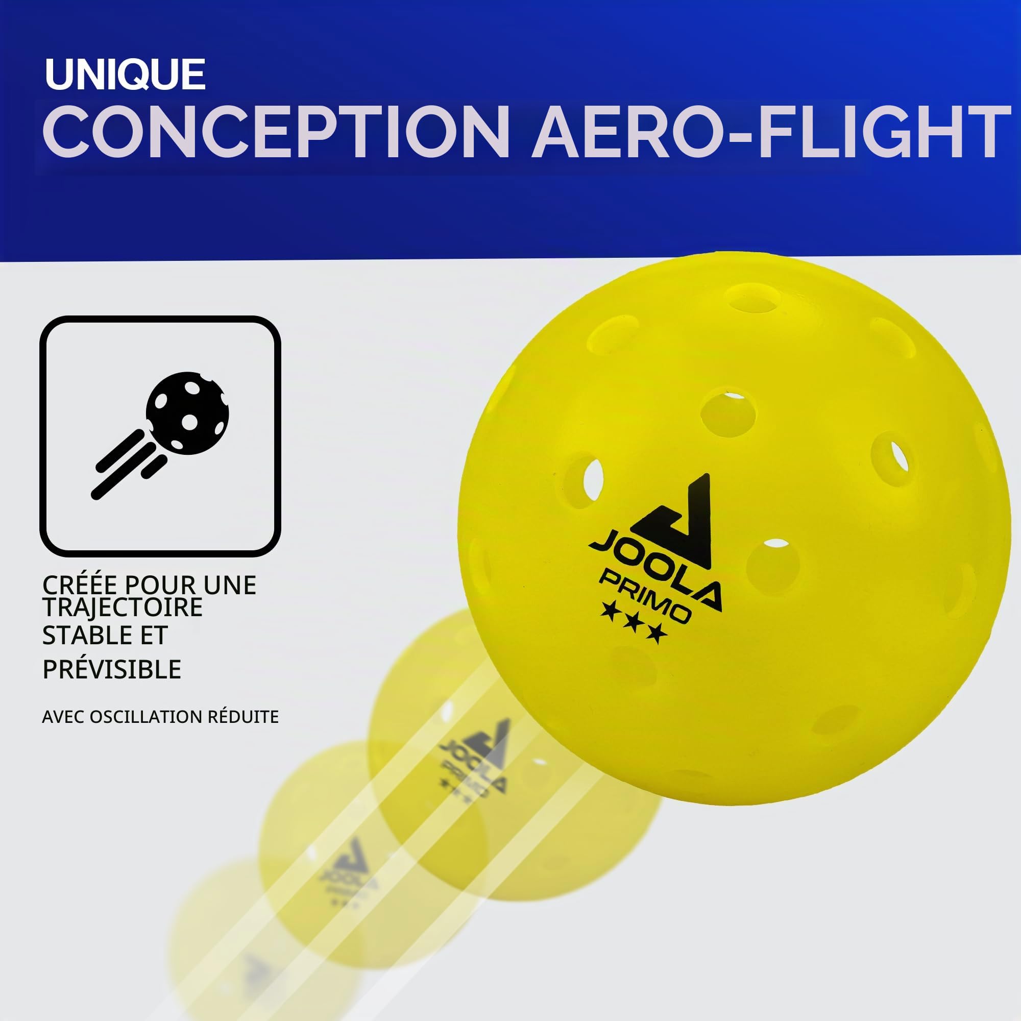 JOOLA Primo Balls Balles de Jeu 3 étoiles de qualité supérieure pour l'extérieur et l'intérieur avec Certification USAPA-26 g-74 mm de diamètre Pickleball